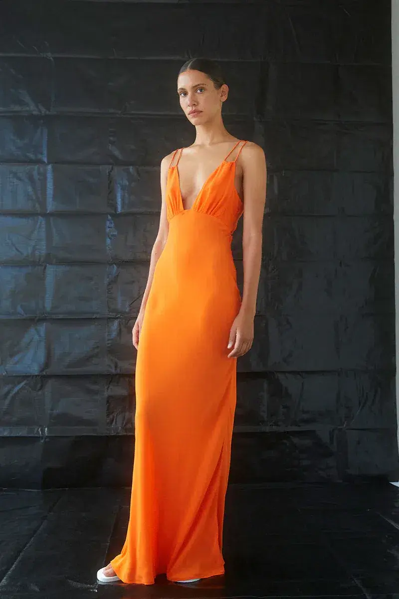 Paris Georgia Elemental Bernie Slip Dress Vivid Orange Size XS / AU 6 for rent on The Volte - main image