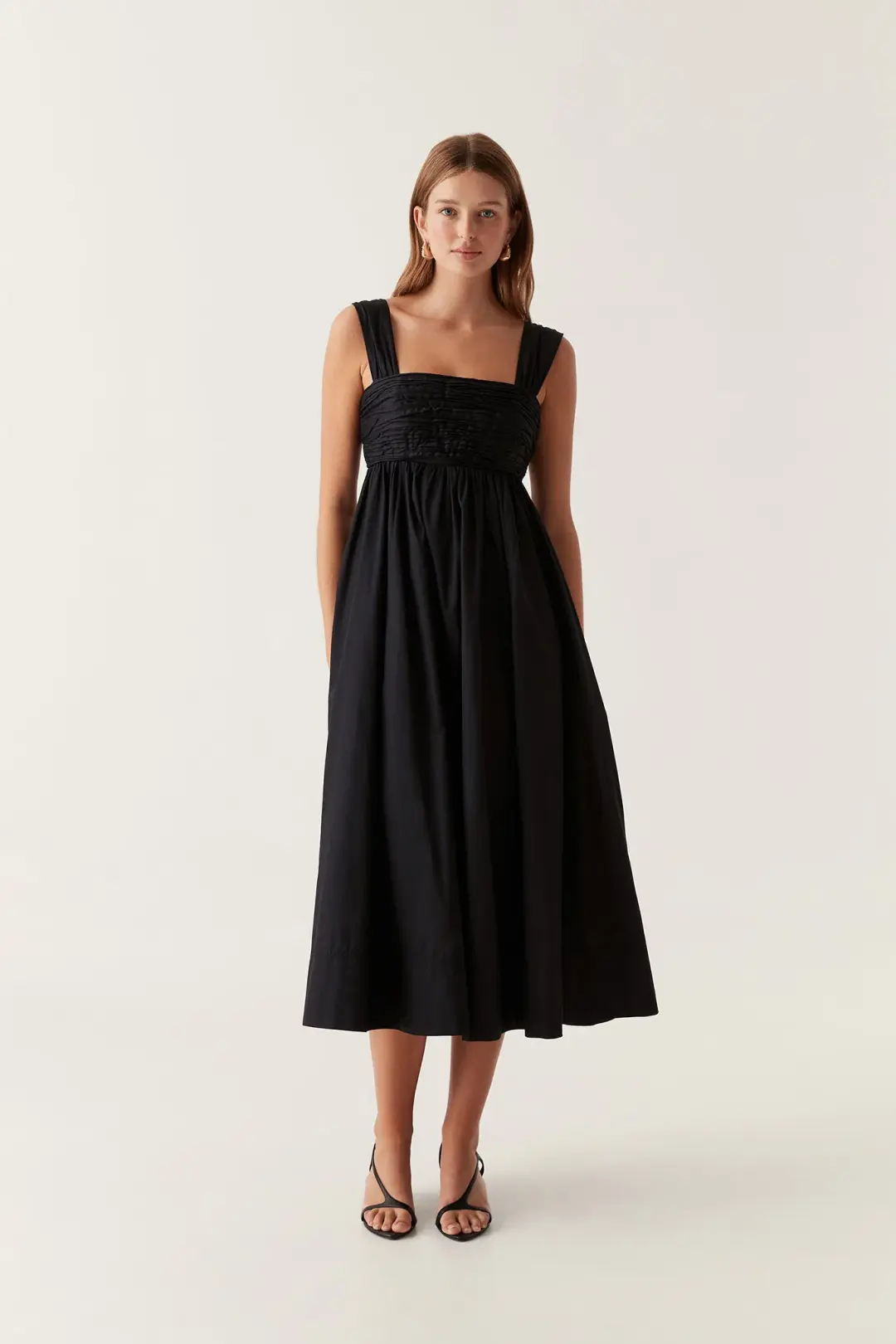 Aje Nova Tie Back Midi Dress Black Size 12 for rent on The Volte - main image