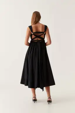 Aje Nova Tie Back Midi Dress Black Size 12 for rent on The Volte - image 2