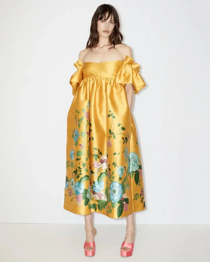 Alemais Dana Midi Dress Yellow Floral Size 16 for rent on The Volte - main image