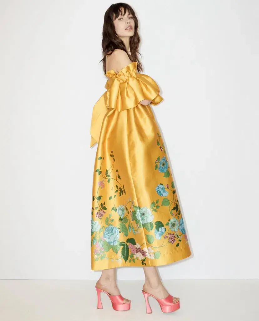Alemais Dana Midi Dress Yellow Floral Size 16 for rent on The Volte - main image