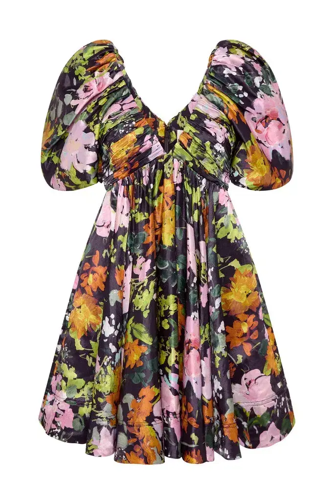 Aje Gabrielle Plunge Mini Dress in Midnight Floral Print Size 8 for rent on The Volte - main image