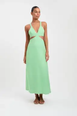 Kookai Palm Midi Dress Green Size 8