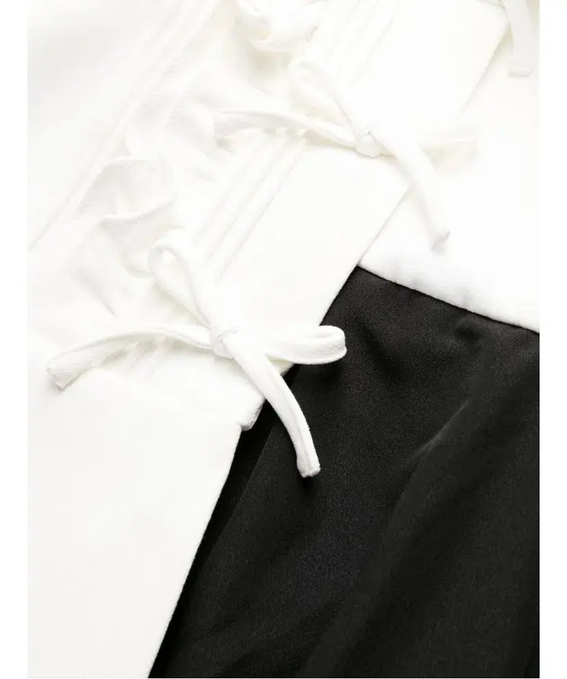 Self-Portrait Pleated Skirt Midi Dress Cream and Black Size 16 for rent on The Volte - main image