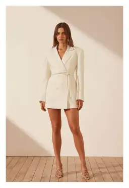 Shona Joy Amura Blazer Dress with Belt Cream Size 8