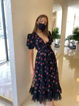 Lirika Matoshi Strawberry Dress Print Size 16 for rent on The Volte - image 3