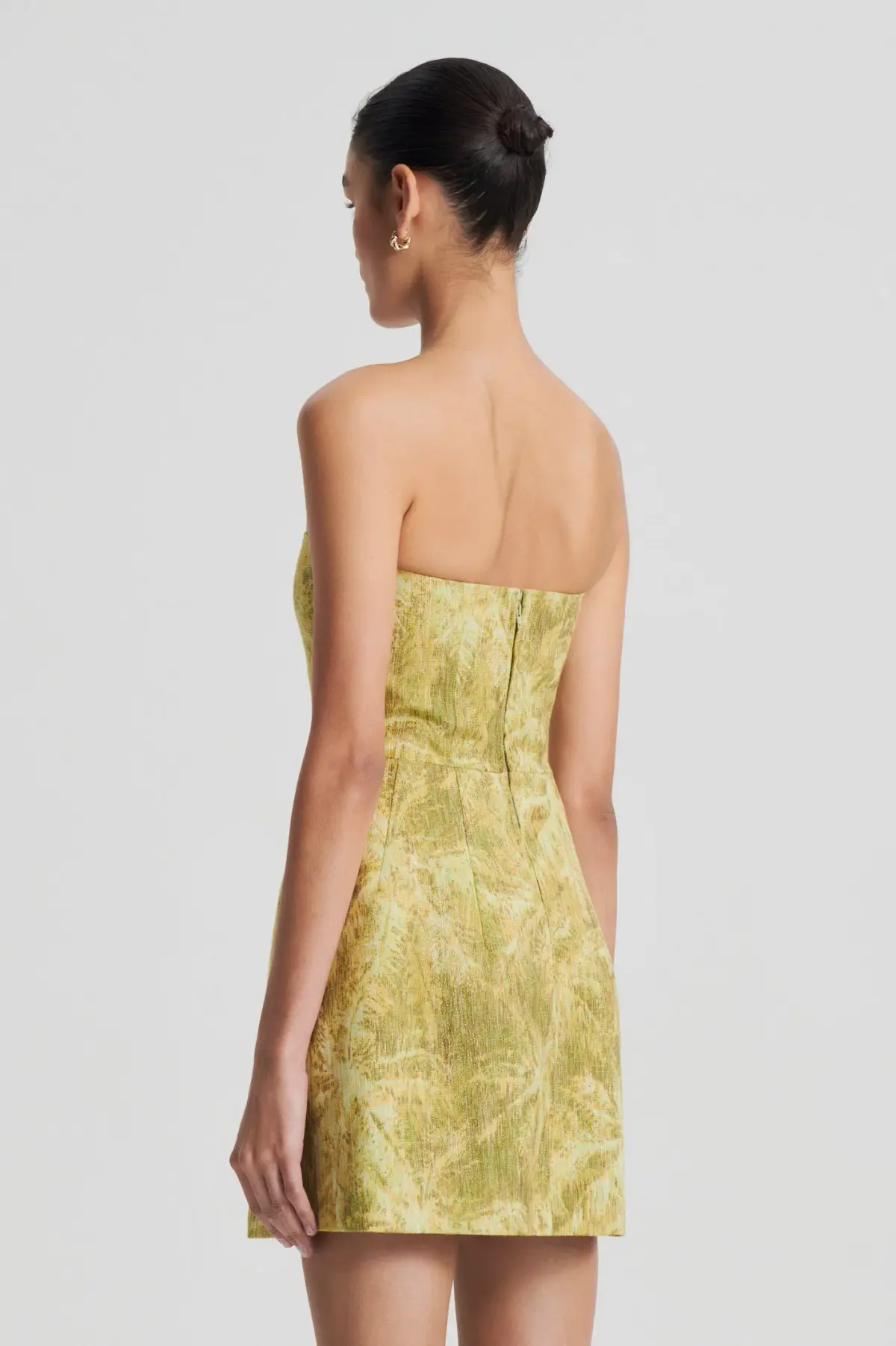 Scanlan Theodore Tinsel Linen Mini Dress Lime Size 8 - Image 3