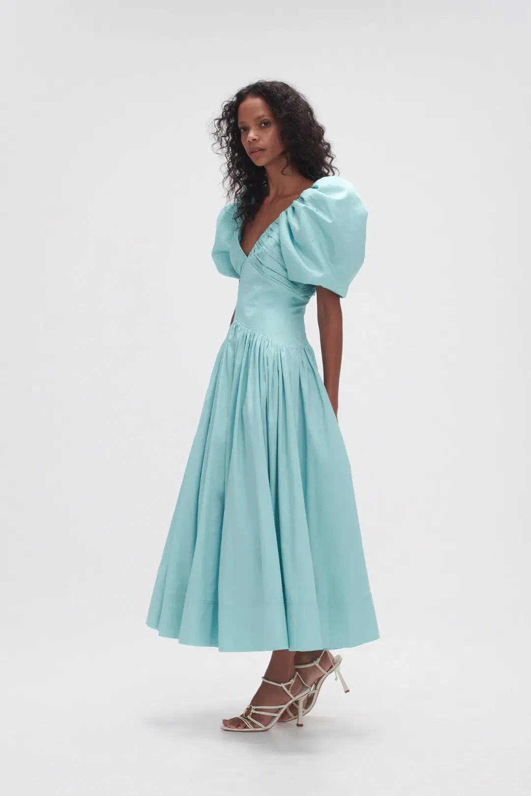 Aje Gabrielle Plunge Midi Dress Spearmint Blue Size 8 for rent on The Volte - main image