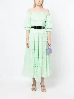 Leo Lin Rue Off Shoulder Tiered Dress Mint Size 12 for rent on The Volte - image 1