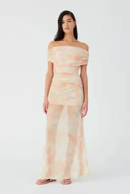 Misha Avyanna Mesh Maxi Dress Vintage Tapestry Golden Haze Print Size 8/S for rent on The Volte - image 4