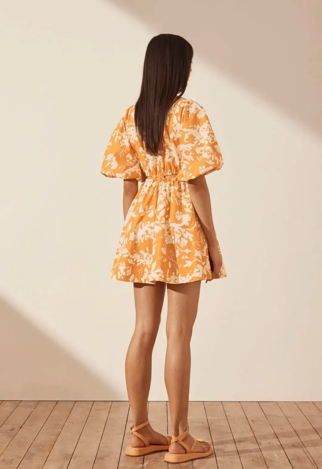 Shona Joy Mirella Mini Dress Orange Floral Size 8 for rent on The Volte - main image