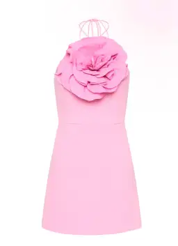 Rebecca Vallance Odetta Halter Mini Dress Pink Size 8 for rent on The Volte - image 3