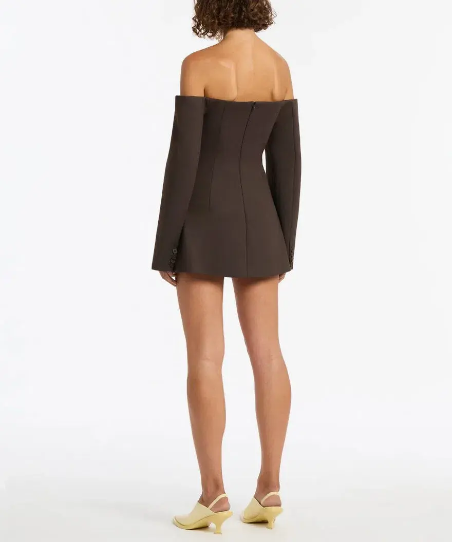 Sir the Label Sandrine Tailored Mini Dress Brown Size 2/ Au 10 for rent on The Volte - main image