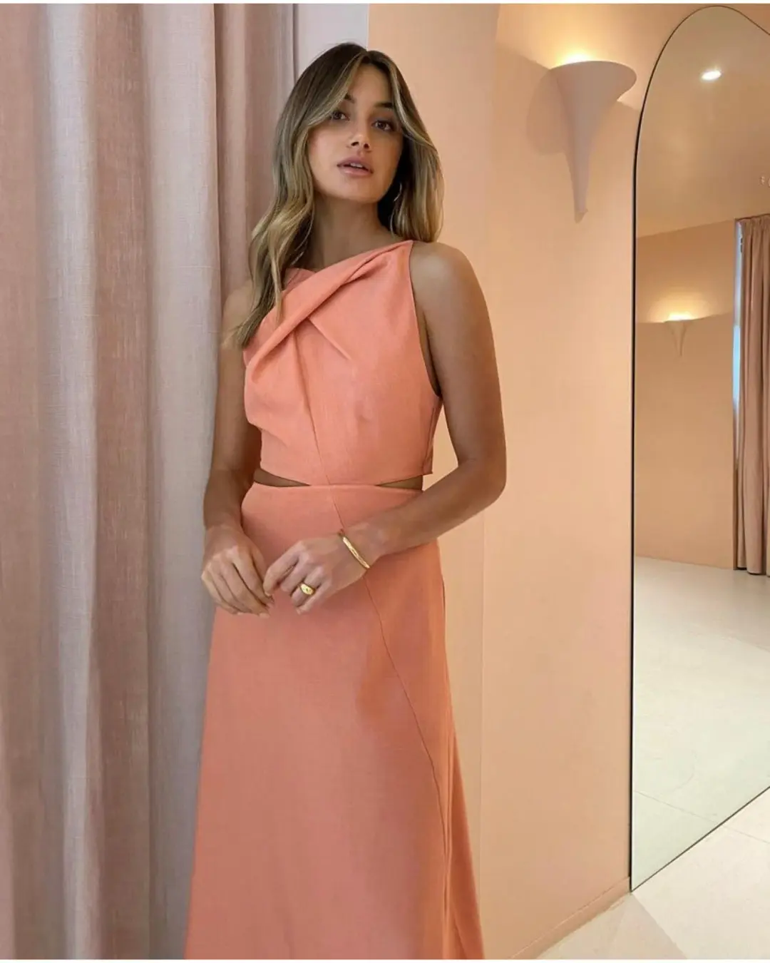 One Fell Swoop Bijoux Maxi Dress in Guava Size AU 10 for rent on The Volte - main image