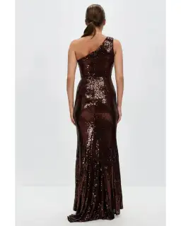 Bariano Isobel Gown Brown Sequin Size AU 12 for rent on The Volte - image 2
