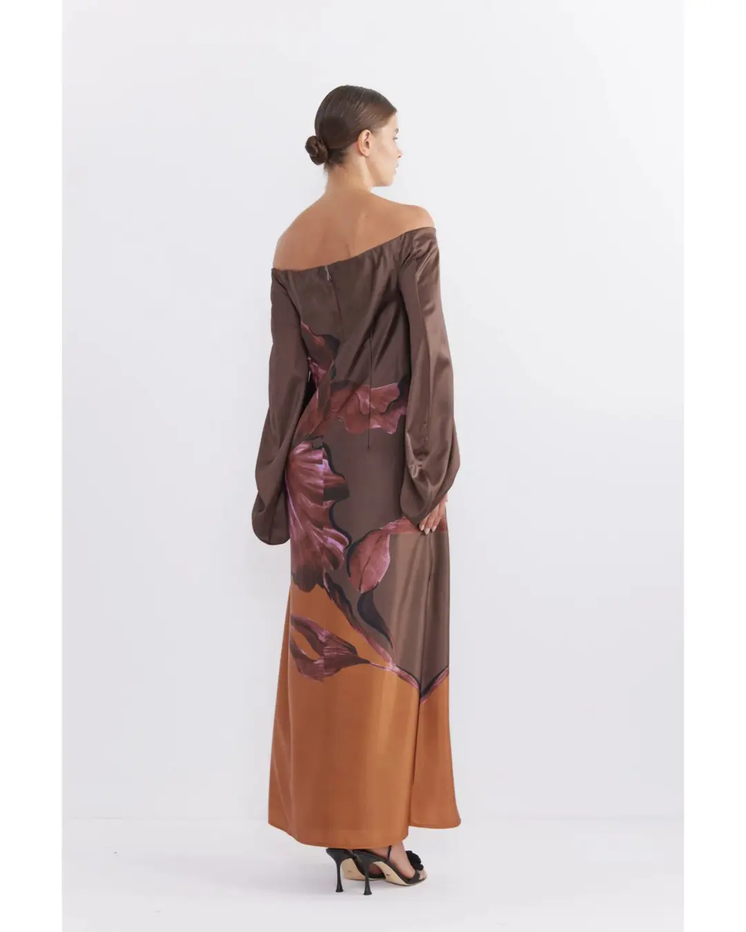 Pasduchas Moon Flower Sleeve Midi Dress Fudge Size AU 10 for rent on The Volte - main image