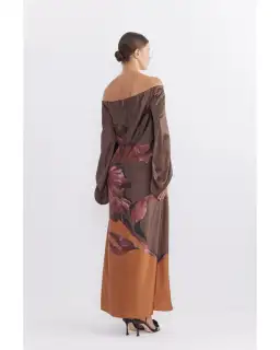 Pasduchas Moon Flower Sleeve Midi Dress Fudge Size AU 10 for rent on The Volte - image 3