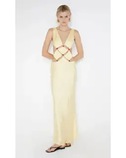 Bec & Bridge Agathe Diamond Dress Butter Yellow Size AU 8