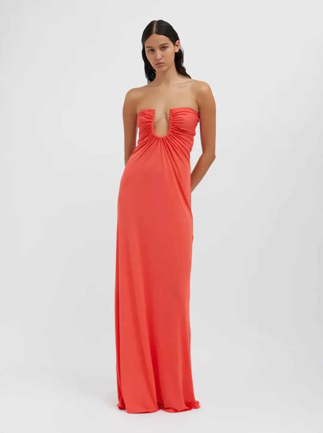 Christopher Esber Arced Gown Grapefruit Size AU 6 for rent on The Volte - main image