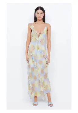 Bec and Bridge Courtney Frill Maxi Dress Blue Blossom Size 8 for rent on The Volte - image 1