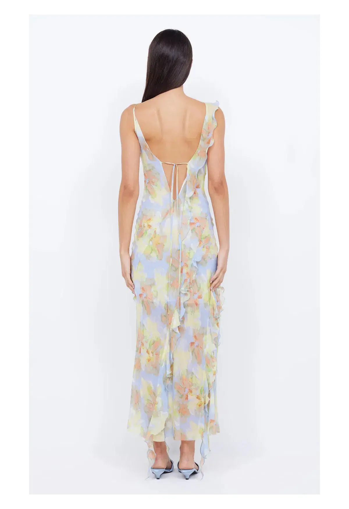 Bec and Bridge Courtney Frill Maxi Dress Blue Blossom Size 8 - Image 2