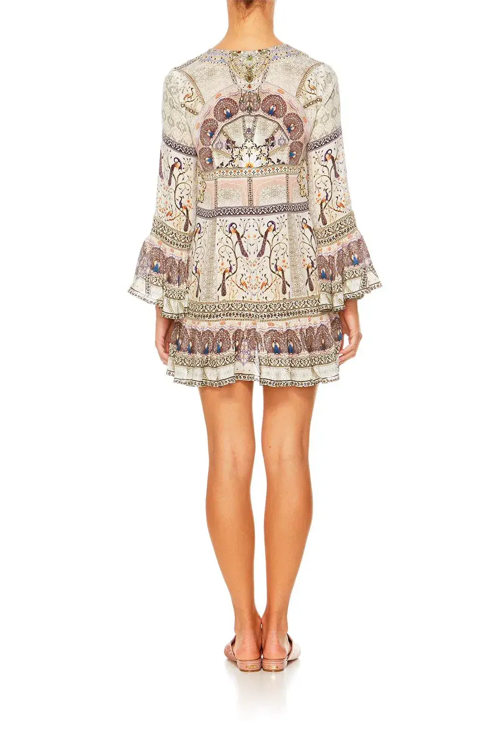 Camilla Frill Hem Long Sleeve Dress Mama Bakshi Print Size 12 - Image 3