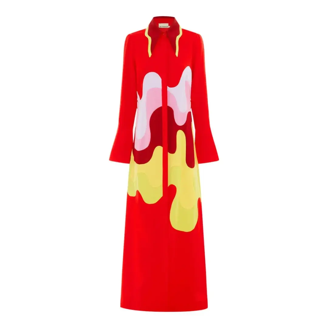Alemais The Five Shirtdress Red Multi Size 8 for rent on The Volte - main image