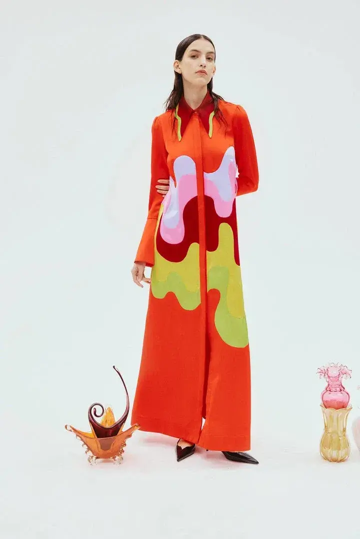 Alemais The Five Shirtdress Red Multi Size 8 for rent on The Volte - main image