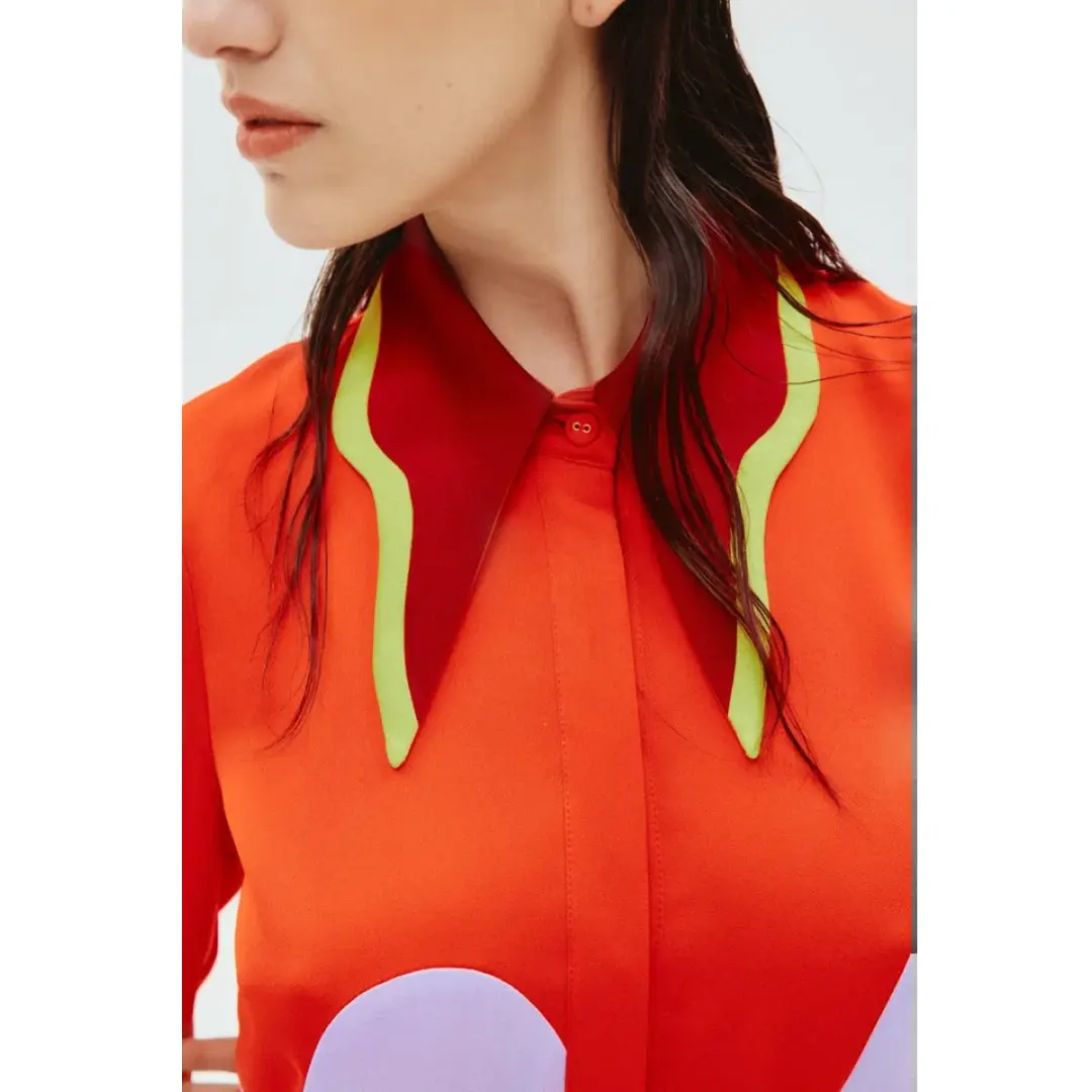 Alemais The Five Shirtdress Red Multi Size 8 for rent on The Volte - main image