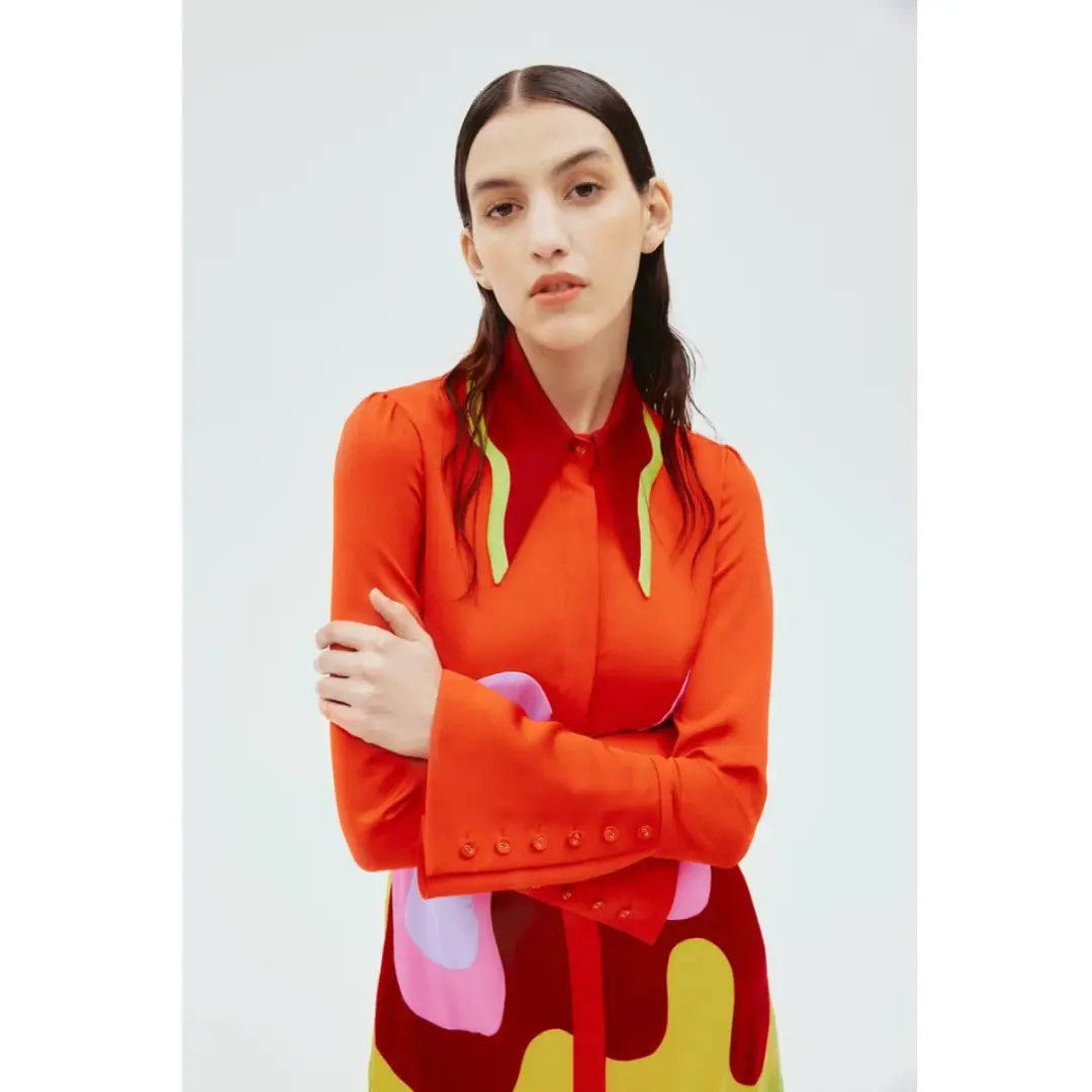 Alemais The Five Shirtdress Red Multi Size 8 for rent on The Volte - main image