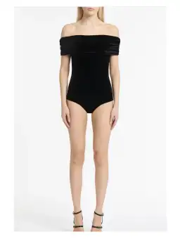 Carla Zampatti Off Shoulder Bodysuit Top and Velvet Pant Black Size 6 for rent on The Volte - image 8