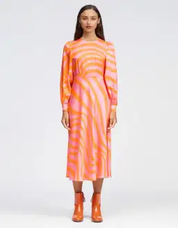 Bul Peregrine Midi Dress Orange Multi Size 8 for rent on The Volte - image 1