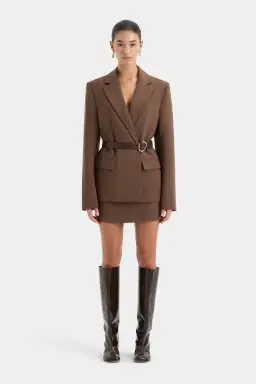 Sir the Label Bromley Tailored Blazer, Mini Skirt and Bodice Set Chocolate Size AU 10 for rent on The Volte - image 1