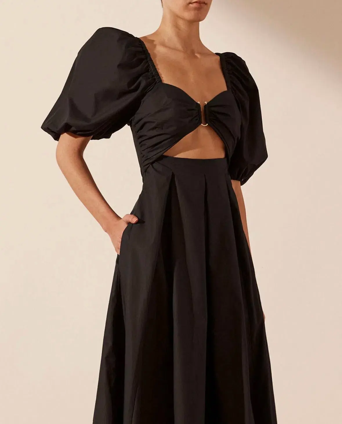 Shona Joy Mareva Short Sleeve Cut Out Midi Dress Black Size 8 - Image 2