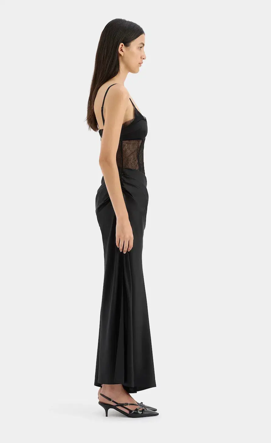 Sir the Label Dunya Draped Gown Black Size AU 8 for rent on The Volte - main image