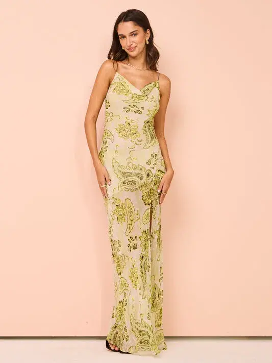 Bec & Bridge Lylou Maxi Dress Green Print Size 10 for rent on The Volte - main image