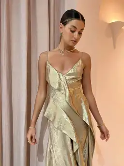 Acler Queensbridge Dress Gold Size 8 for rent on The Volte - image 3