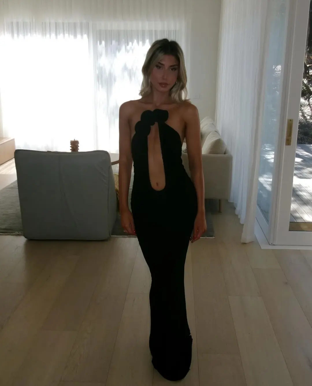 Magda Butrym Strapless Plunge Maxi Dress Black Size 6 for rent on The Volte - main image