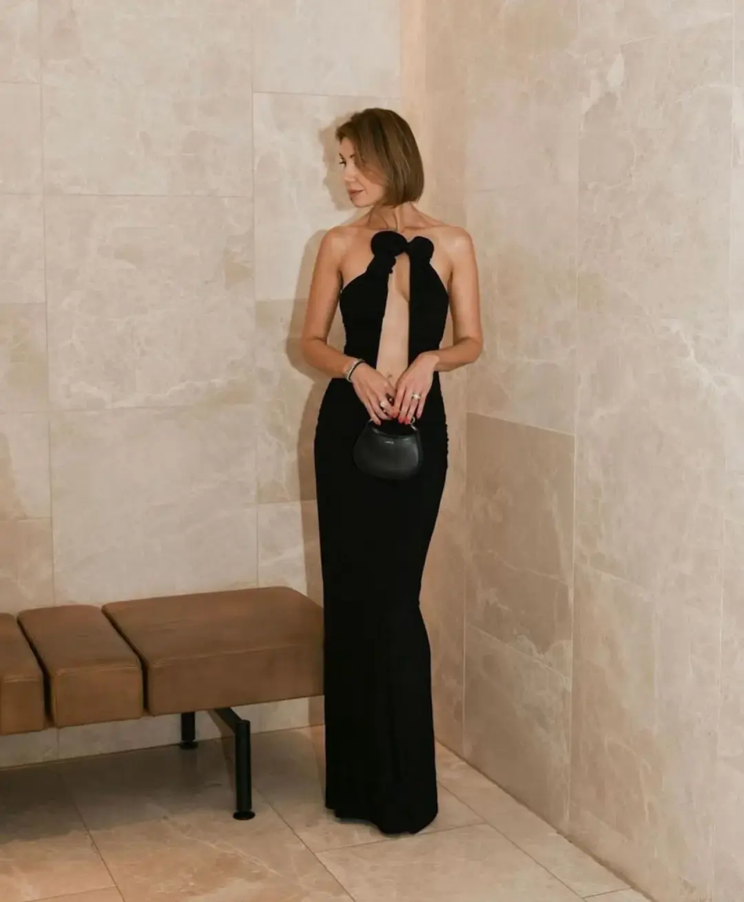 Magda Butrym Strapless Plunge Maxi Dress Black Size 6 for rent on The Volte - main image