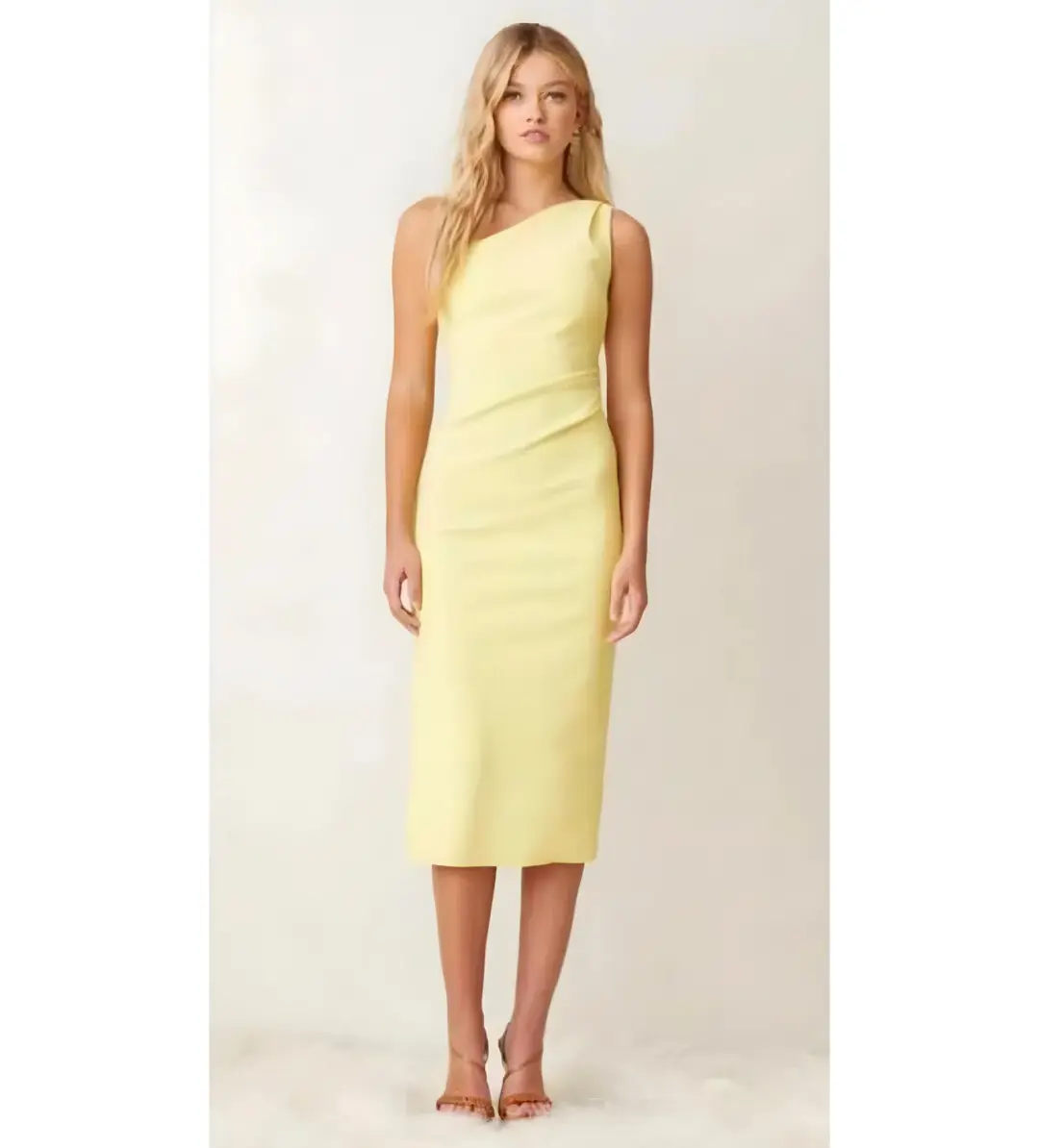 Bec & Bridge Gemma Asymetrical Midi Dress Lemon Size 8 for rent on The Volte - main image