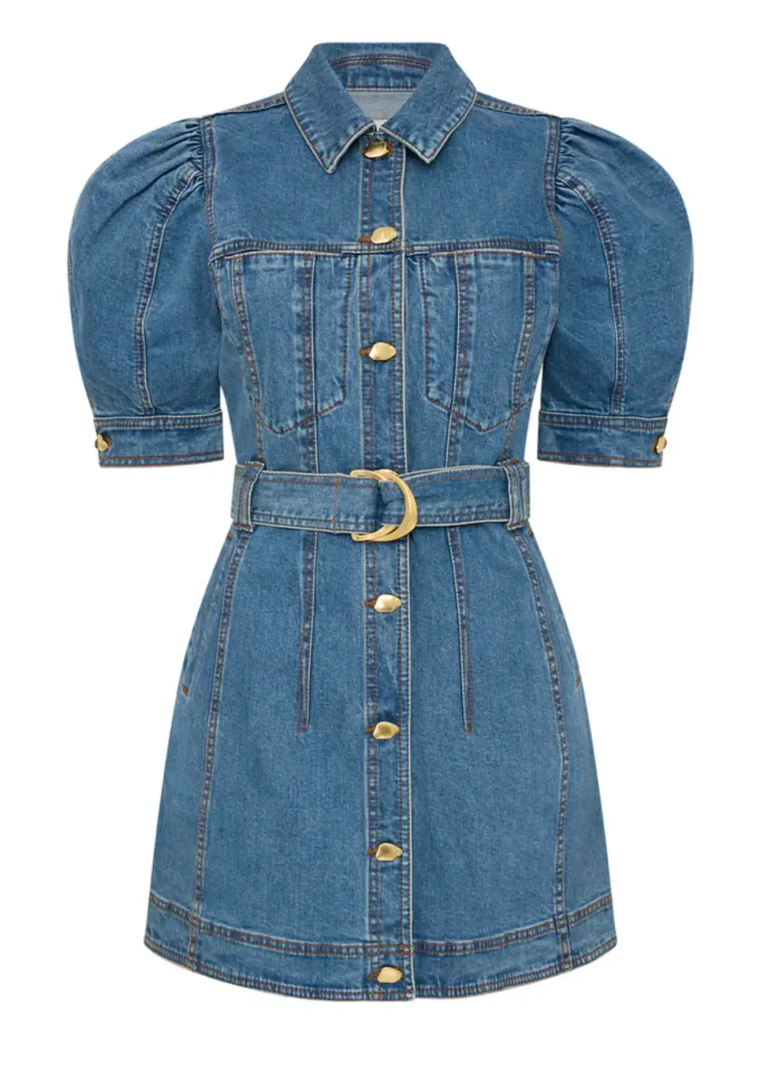 AJE Adriana Puff Sleeve Mini Dress 90's Wash Size 10 for rent on The Volte - main image