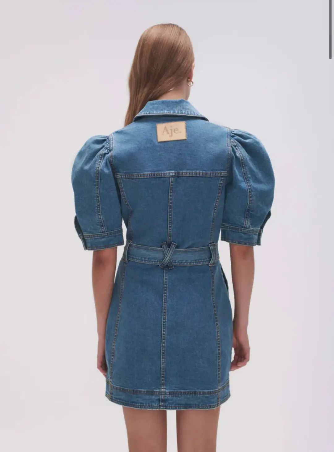 AJE Adriana Puff Sleeve Mini Dress 90's Wash Size 10 for rent on The Volte - main image