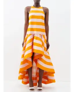 Zimmermann Tama High Neck Midi Dress Pink and Orange Stripe Size 3 / AU 12 for rent on The Volte - image 1