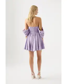 Aje Zorina Sweetheart Mini Dress in Lilac Size AU 8 for rent on The Volte - image 4