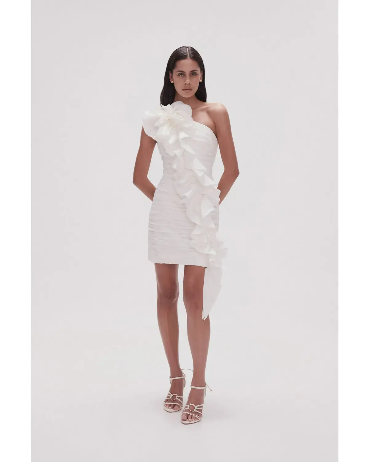 Aje Adelia Ruffle Mini Dress Ivory Size AU 12 - Image 1