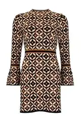 Nine Lives Bazaar Mitzy Knit Dress Deco Mini Gold & Black Size S/M / AU 8 for rent on The Volte - image 3