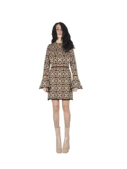 Nine Lives Bazaar Mitzy Knit Dress Deco Mini Gold & Black Size L/XL / AU 18 for rent on The Volte - image 3