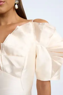 By Johnny Ramira Off Shoulder Mini Dress Champagne Size 8 for rent on The Volte - image 2