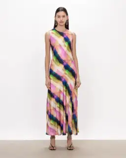Veronika Maine Murano Check Satin Midi Dress Multi Size AU 10 for rent on The Volte - image 1