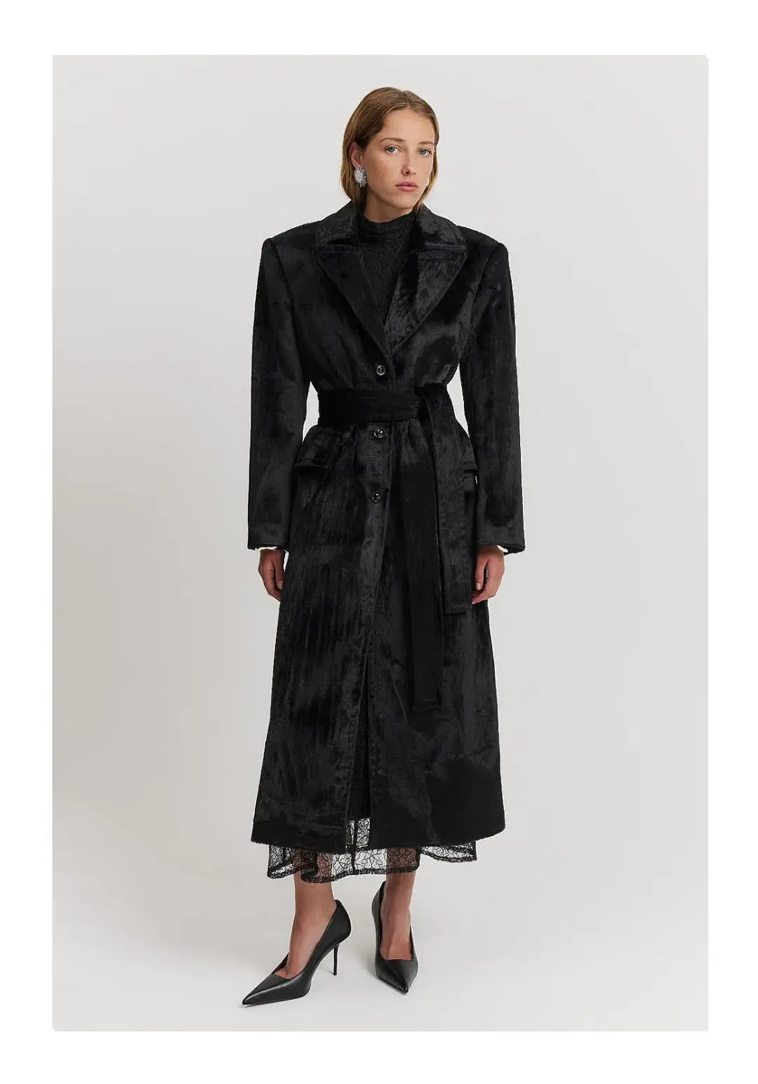 Country Road Black Velvet Coat Black Size 10 for rent on The Volte - main image